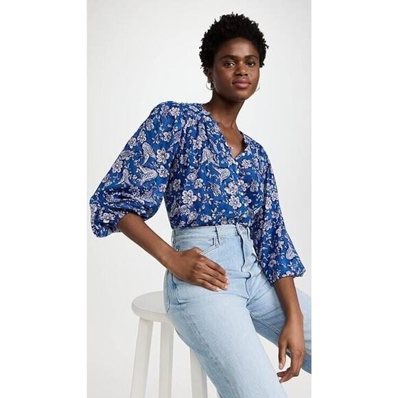NEW Sundry Sz S Floral Button Down Blouse Perrin Paisley Long Sleeve Top - Picture 1 of 11